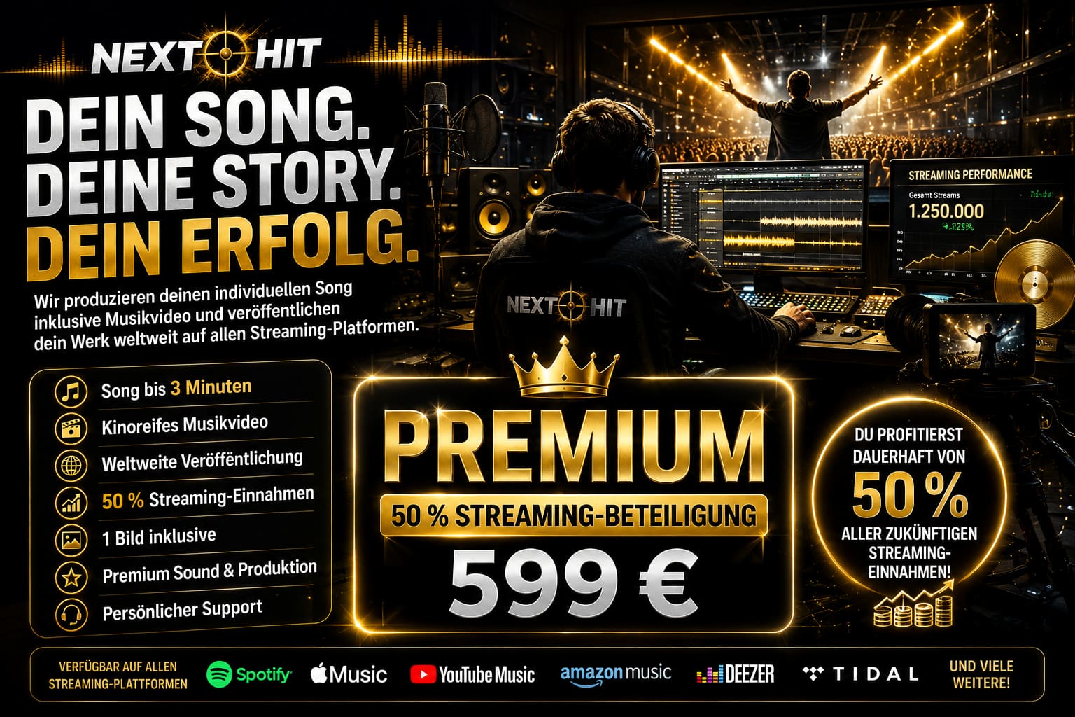 PREMIUM – Kinoreifer Song + Musikvideo · 50 % Streaming-Beteiligung